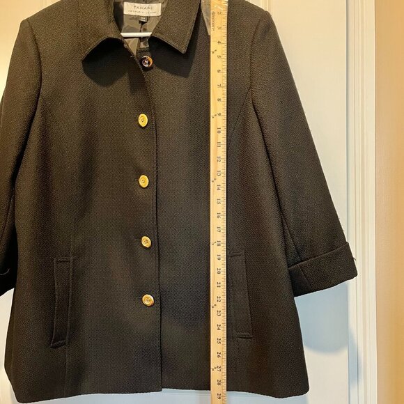 Tahari Black Boucle Jacket Gold-Tone Button, 14W - Picture 12 of 14